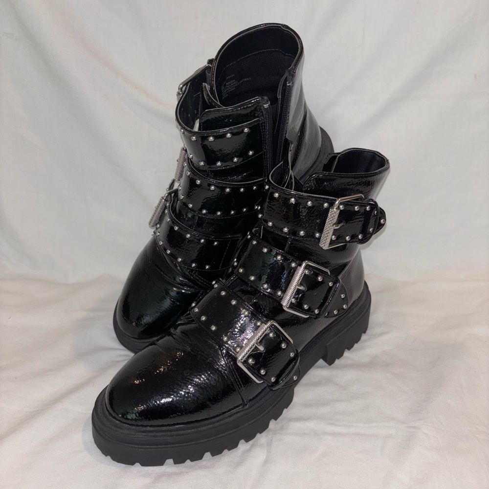 Steven By Steve Madden Black Combat Moto Boots